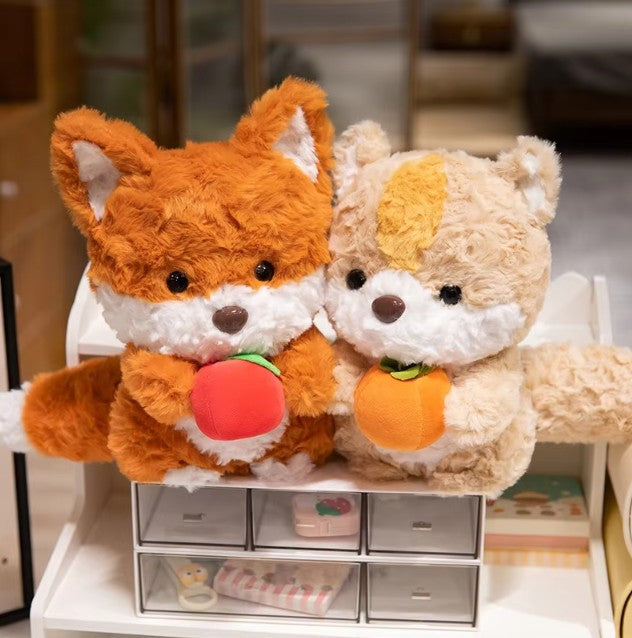 Cute Fox/Squirrel Holding Fruit Plush Toy 24cm