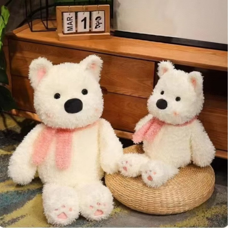 Dog (West Highland White Terrier) With Pink Scarf Plush Toys 50/70/90cm