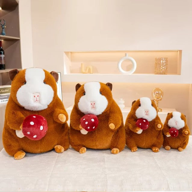 Cute Guinea Pig With Carrot/Mushroom Plush Toys 25/30/45/55cm - Grey/Brown