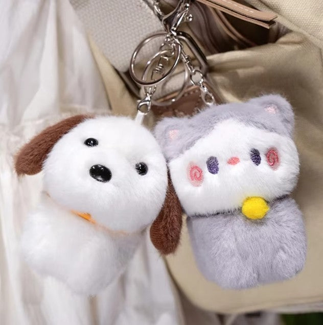Cute Animal (Dog/Capybara/Cat) Plush Keychains - 1pc/3pcs