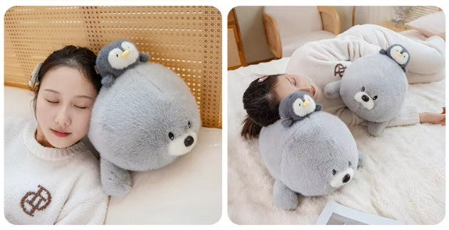 Cute Grey Seal With Penguin Plush Toys 50cm