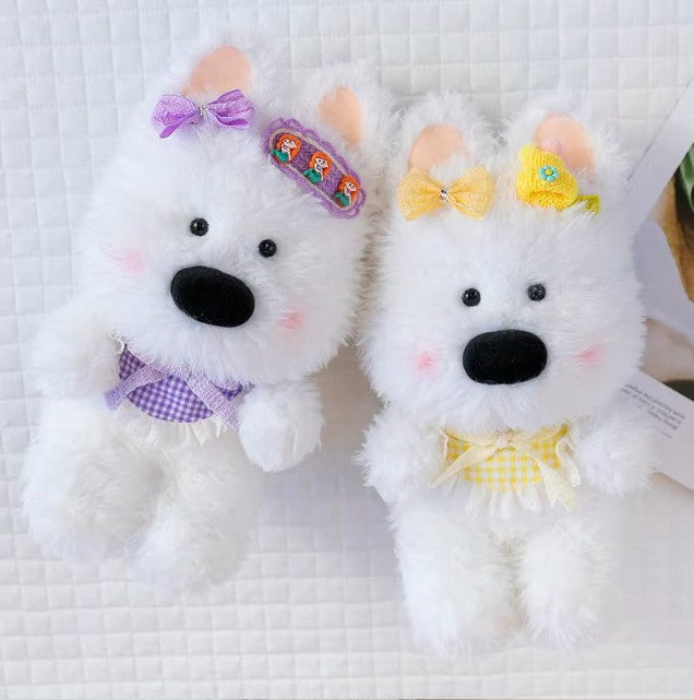Cute Dog (West Highland White Terrier) With Hair Clip Plush Toys 30cm - 5 Styles