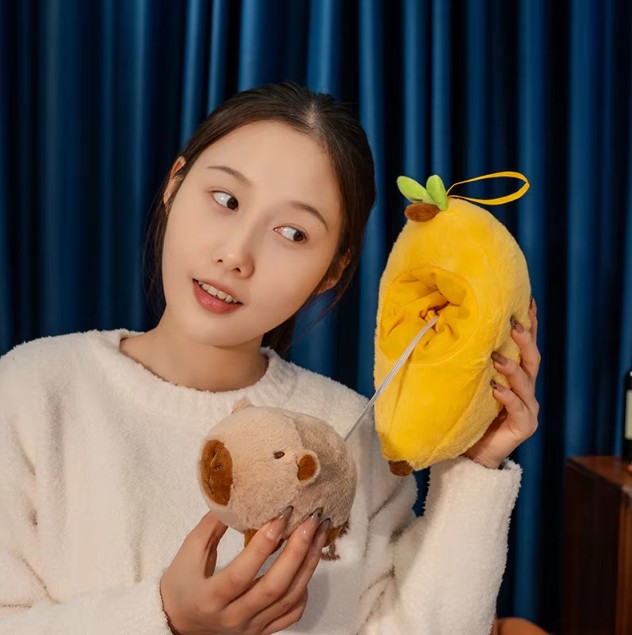 Cute Capybara With Avocado/Banana/Carrot/Strawberry/Baguette Plush Toys 25cm