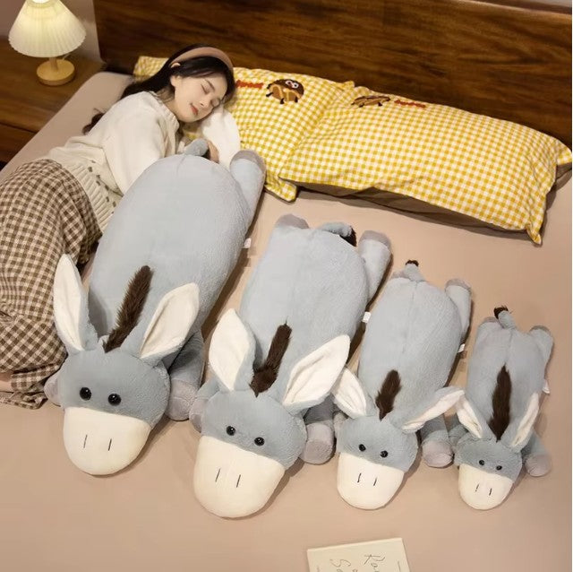 Cute Donkey Plush Pillow 50/65/90/110cm - Grey/Blue/Pink