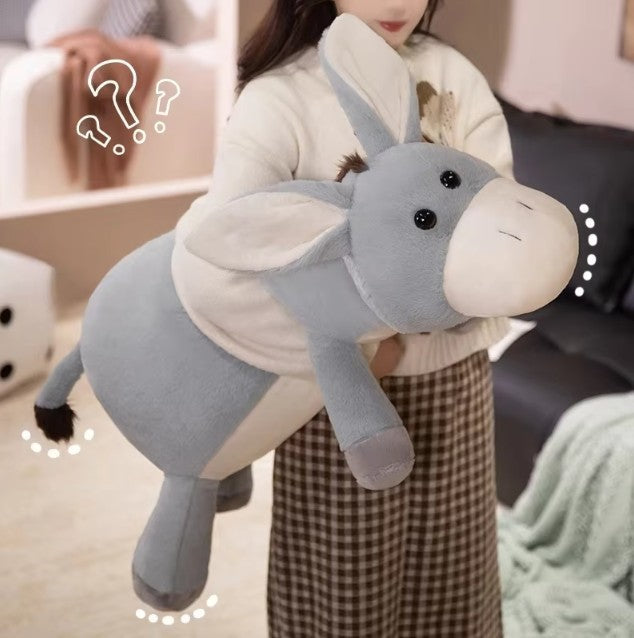 Cute Donkey Plush Pillow 50/65/90/110cm - Grey/Blue/Pink