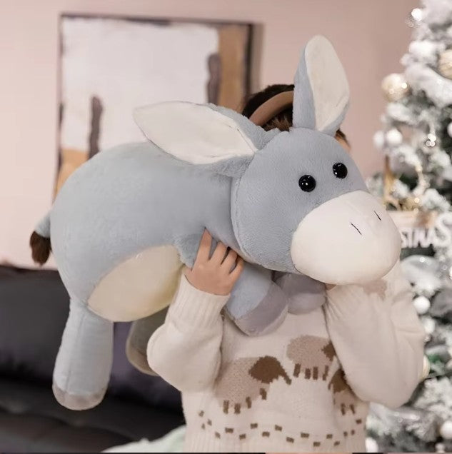 Cute Donkey Plush Pillow 50/65/90/110cm - Grey/Blue/Pink