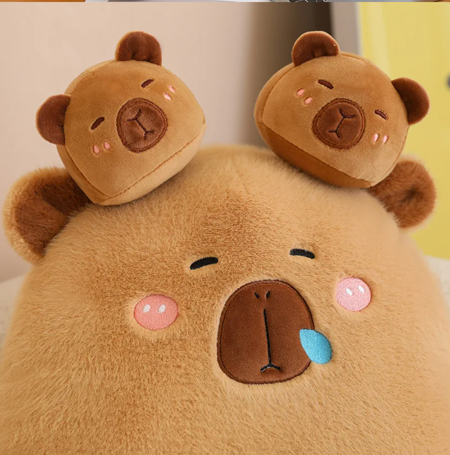 A Bag of 6 pcs Capybara Plushies Mini Pillow Plush Toys 40x45cm - Pink/Brown