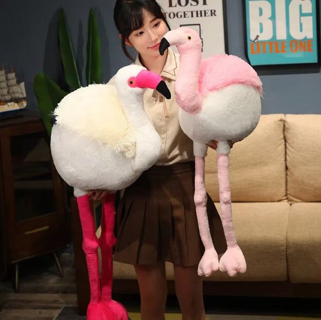 Cute Flamingo/Hippo Round Shaped Plush Toys 50-95cm (Pink/White/Blue)