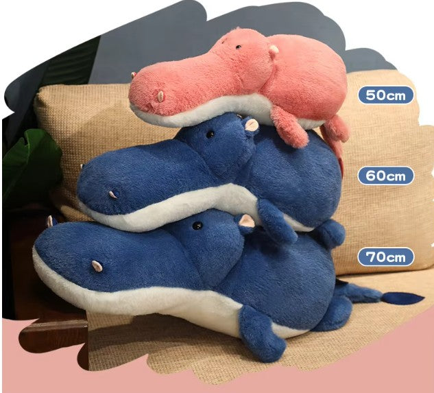 Cute Flamingo/Hippo Round Shaped Plush Toys 50-95cm (Pink/White/Blue)