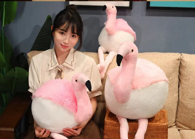 Cute Flamingo/Hippo Round Shaped Plush Toys 50-95cm (Pink/White/Blue)