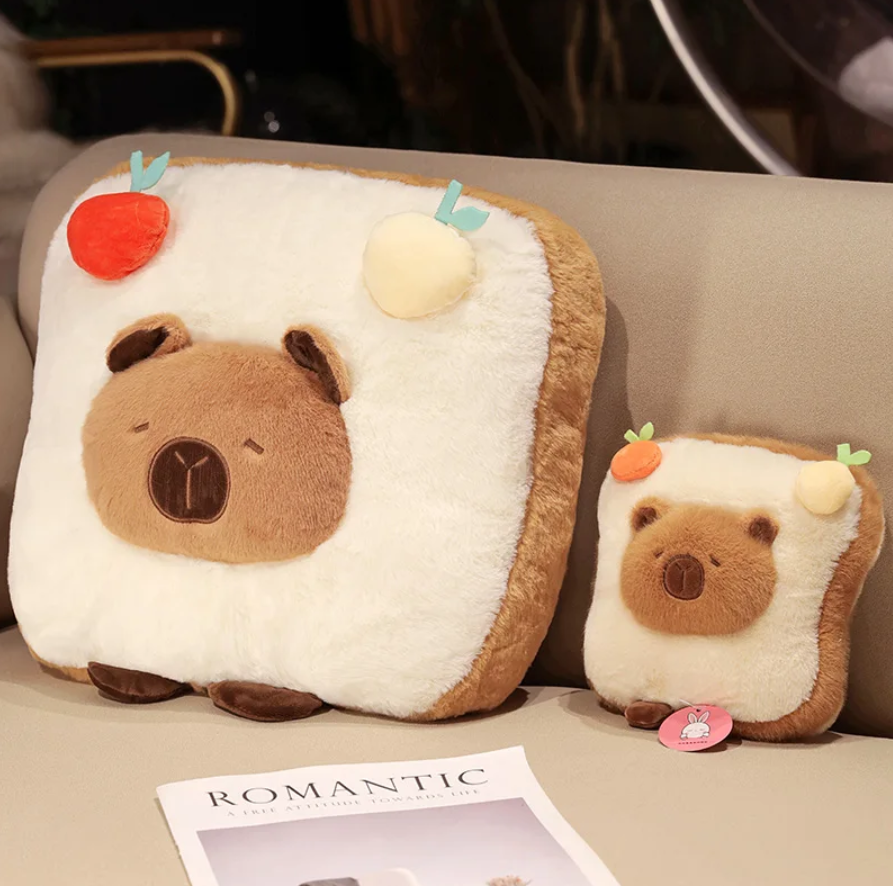 Cute Capybara With Food (Toast/Chips/Hamburger) Dress Up Plush Toys