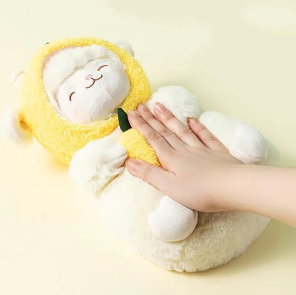 Smiling Sheep/Lamb With Fruit Dress Up/With Flower/With Moon Plush Toys- White/Pink
