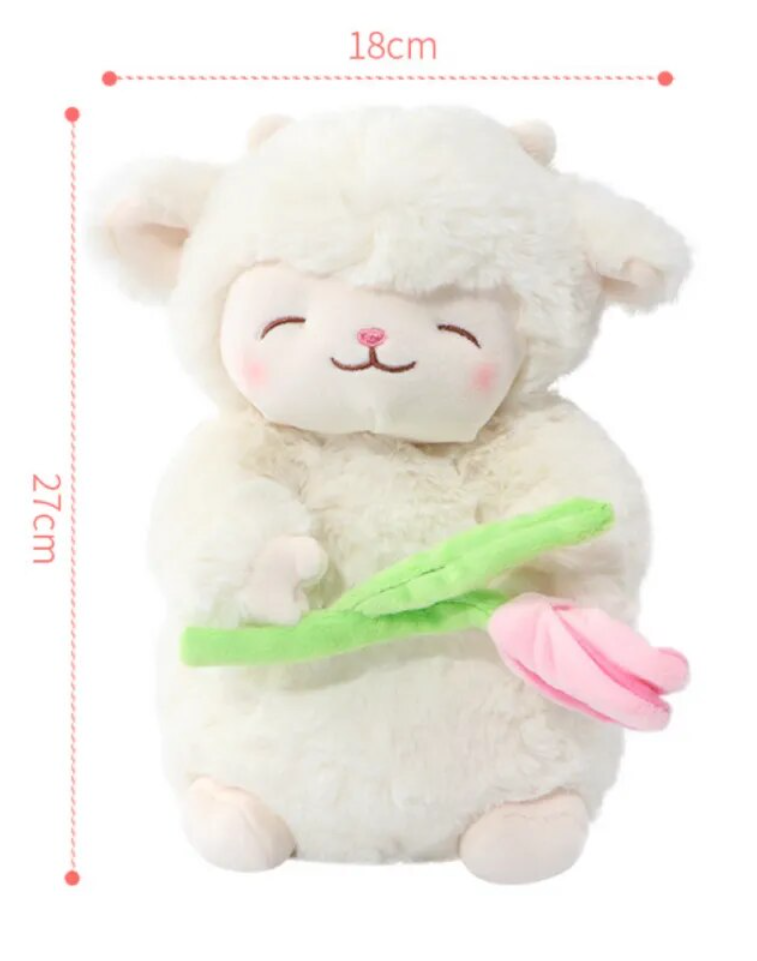 Smiling Sheep/Lamb With Fruit Dress Up/With Flower/With Moon Plush Toys- White/Pink
