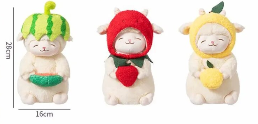 Smiling Sheep/Lamb With Fruit Dress Up/With Flower/With Moon Plush Toys- White/Pink