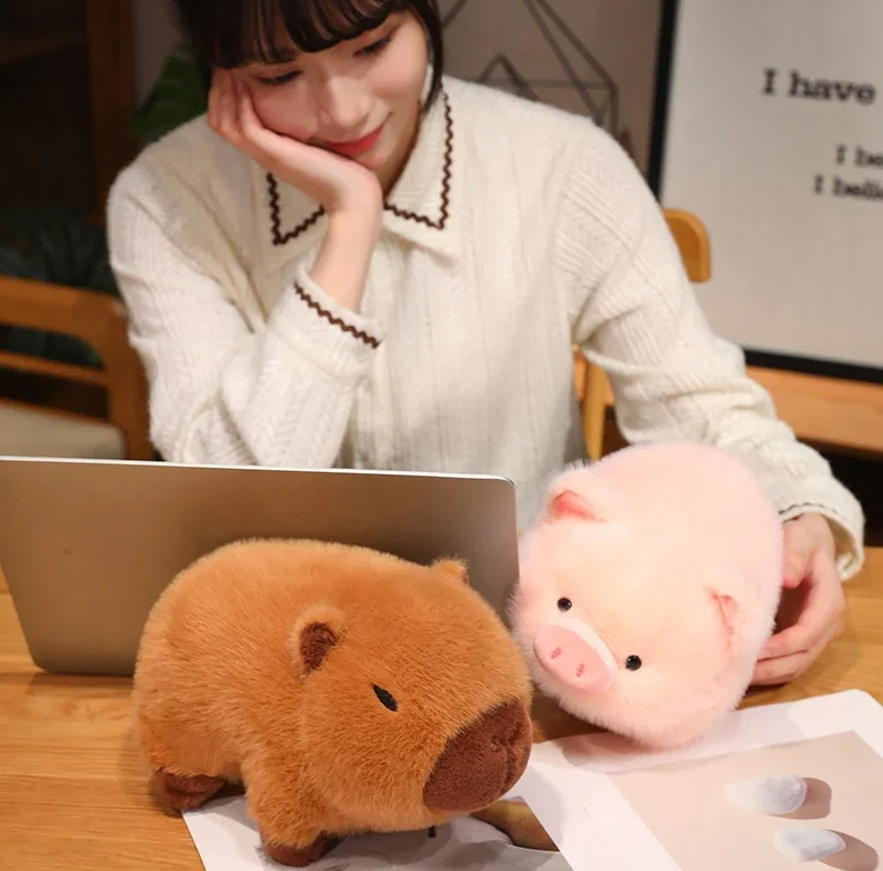 Cute Capybara/Pig With Avocado/Apple Plush Toys 25/35/45cm
