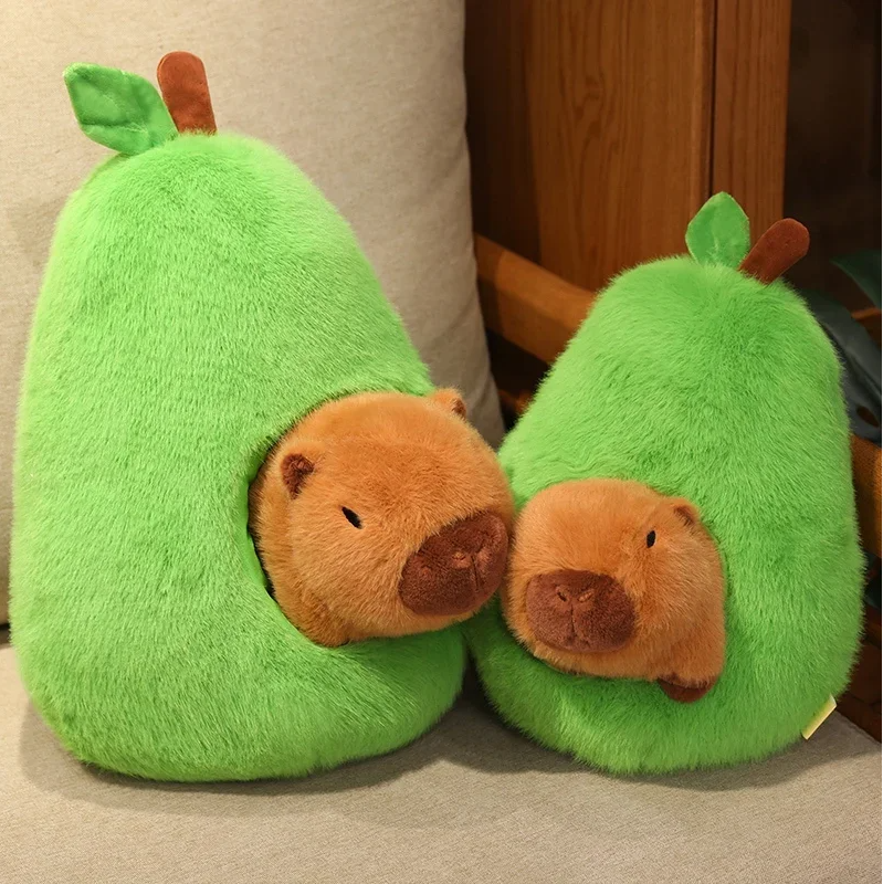 Cute Capybara/Pig With Avocado/Apple Plush Toys 25/35/45cm