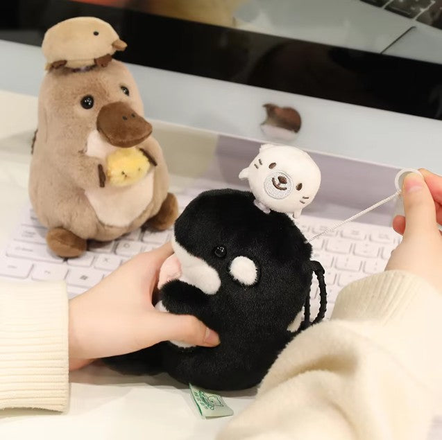 Cute Aquatic Animal (Seal/Otter/Platypus/Shark/Whale) Plush Keychains 15cm
