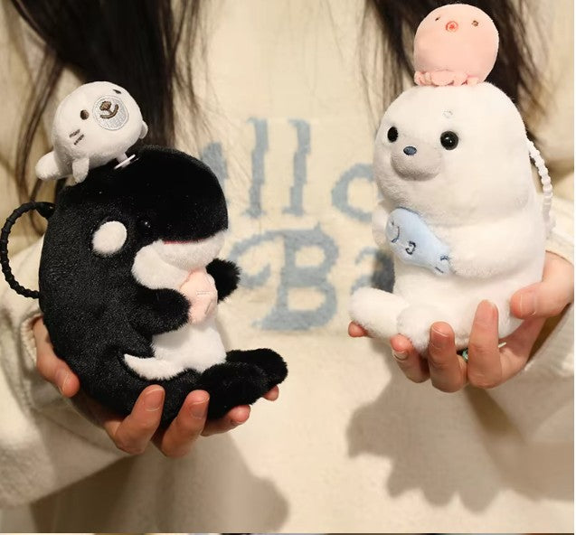 Cute Aquatic Animal (Seal/Otter/Platypus/Shark/Whale) Plush Keychains 15cm