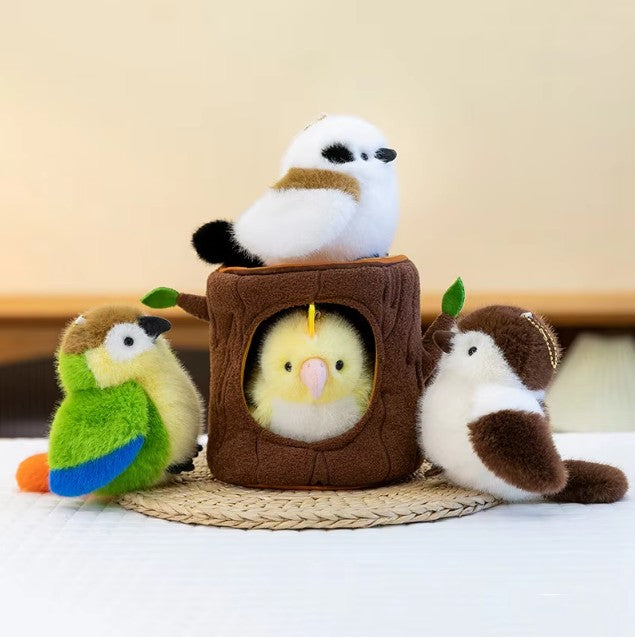 Cute Bird With/Without Leaf/Stump Plush Toys 20cm Or Plush Keychains 12cm