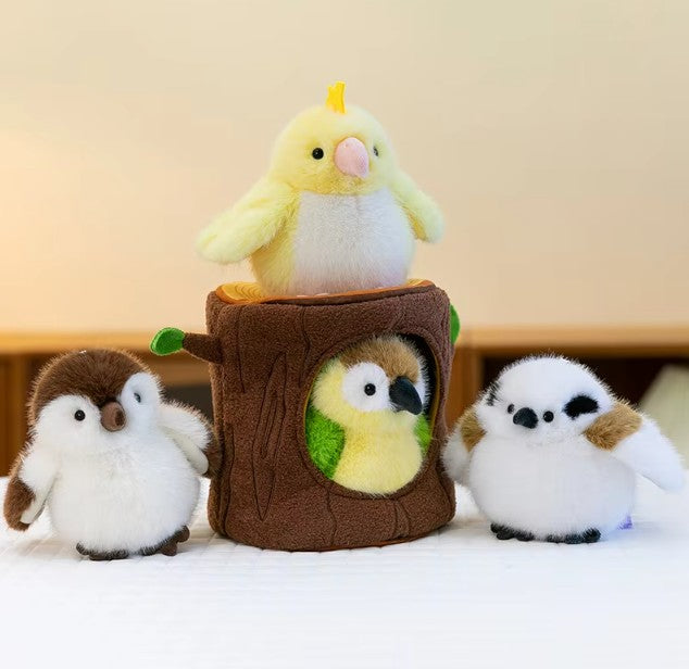 Cute Bird With/Without Leaf/Stump Plush Toys 20cm Or Plush Keychains 12cm