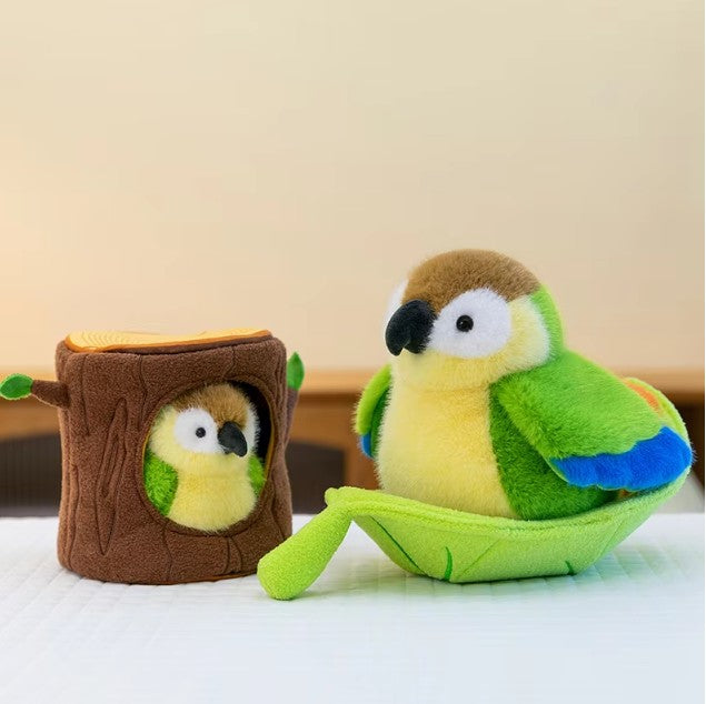 Cute Bird With/Without Leaf/Stump Plush Toys 20cm Or Plush Keychains 12cm