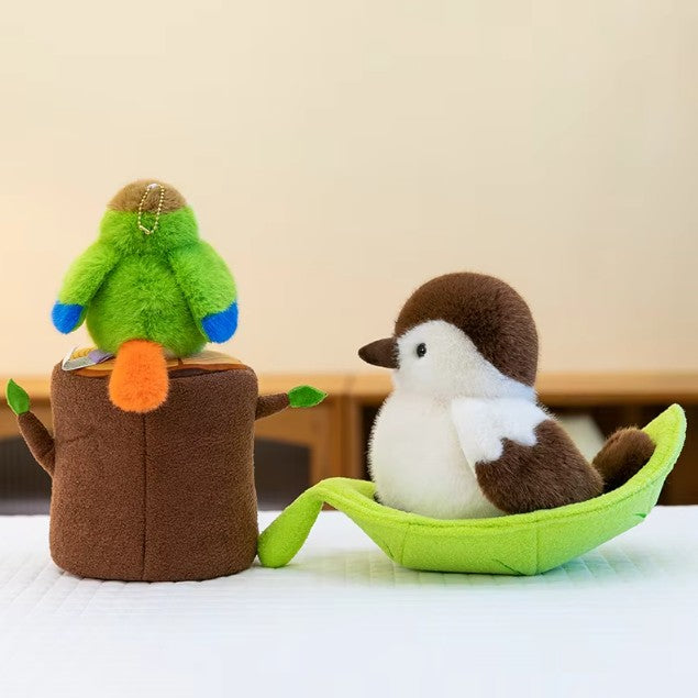 Cute Bird With/Without Leaf/Stump Plush Toys 20cm Or Plush Keychains 12cm