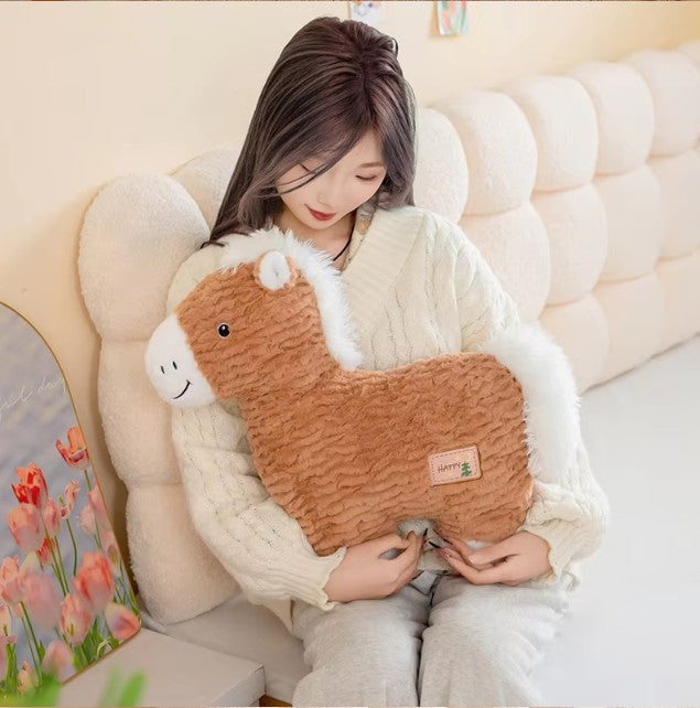 Cute Horse  Plush Pillows 50cm - White/Black/Brown