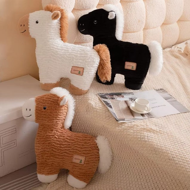 Cute Horse  Plush Pillows 50cm - White/Black/Brown