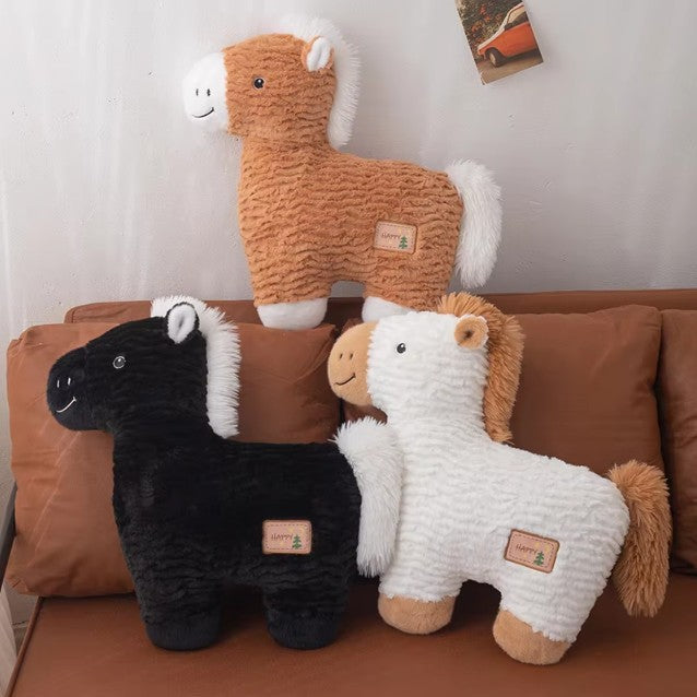 Cute Horse  Plush Pillows 50cm - White/Black/Brown
