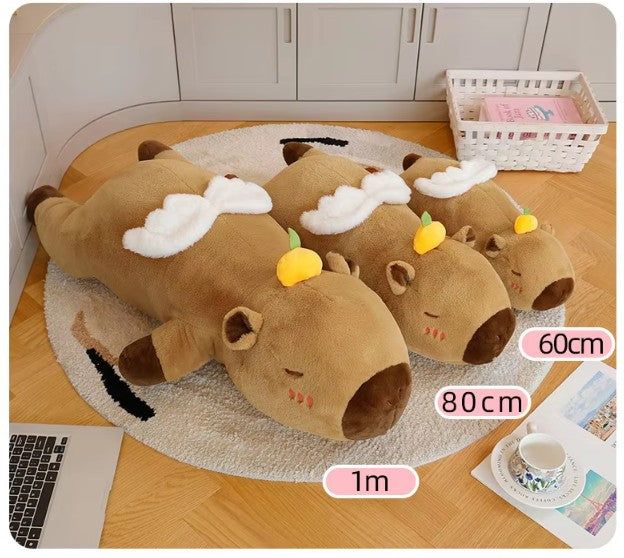 Cute Capybara With Persimmon And Wings Plush Pillows 60/80/100cm