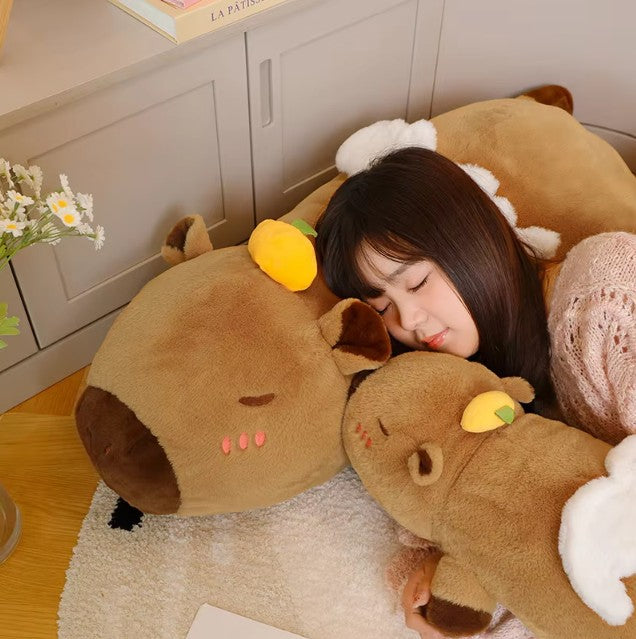 Cute Capybara With Persimmon And Wings Plush Pillows 60/80/100cm