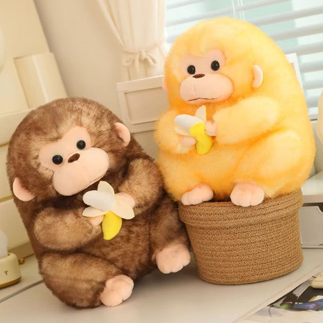 Cute Monkey With Banana Plush Toys 23/30/40cm - Yellow/Brown