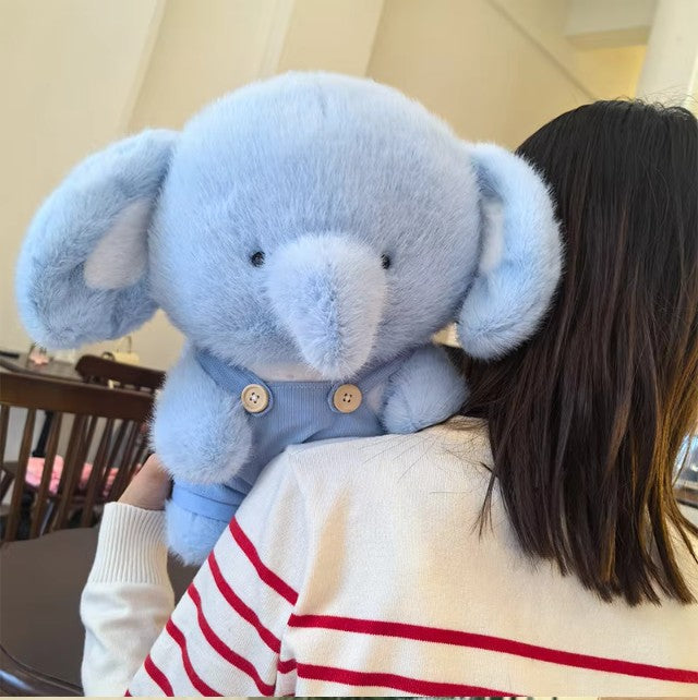 Cute Elephant with Overall Cloth Plush Toys 38cm - (Pink/Blue/White)