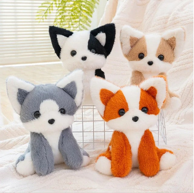 Cute Fox/Cat Plush Toys 20cm - Grey/Brown/Red/Black
