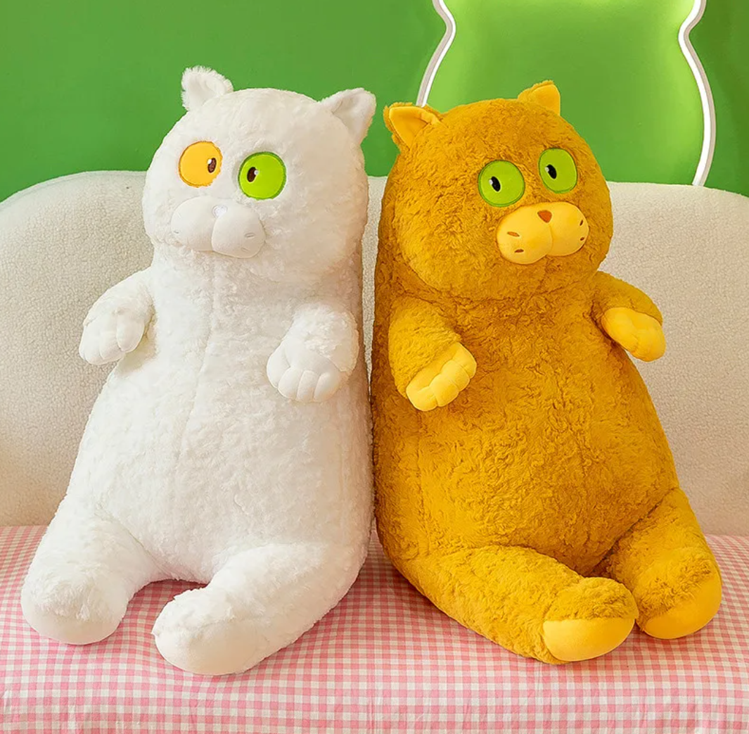 Cute Cate Plush Pillow Toys 45cm - Black/White/Yellow