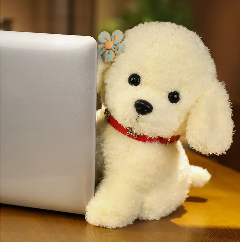Cute Teddy Bear Dog With/Without Hair Clip Plush Toys 22/28cm (Brown/White/Khaki ) - 6 Styles
