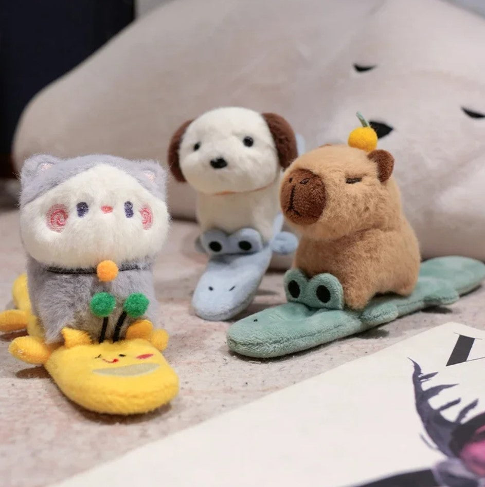 Cute Animal (Dog/Capybara/Cat) Plush Slap Band - 1pc/3pcs