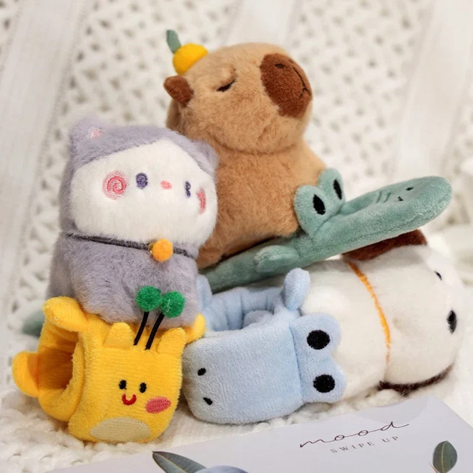 Cute Animal (Dog/Capybara/Cat) Plush Slap Band - 1pc/3pcs