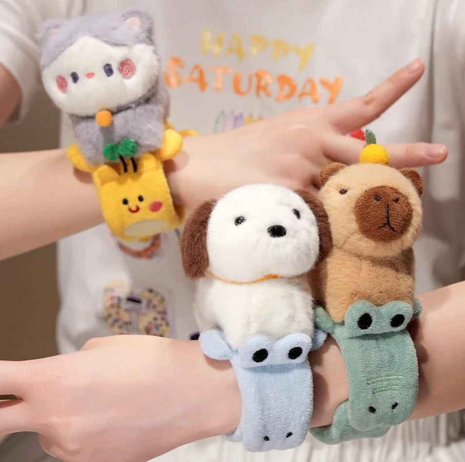 Cute Animal (Dog/Capybara/Cat) Plush Slap Band - 1pc/3pcs