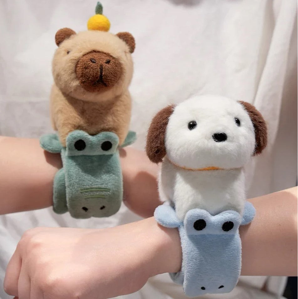 Cute Animal (Dog/Capybara/Cat) Plush Slap Band - 1pc/3pcs