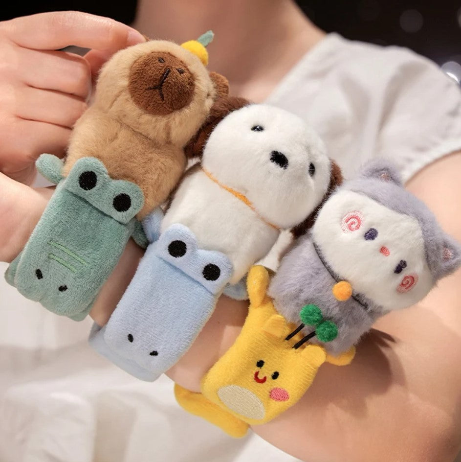 Cute Animal (Dog/Capybara/Cat) Plush Slap Band - 1pc/3pcs