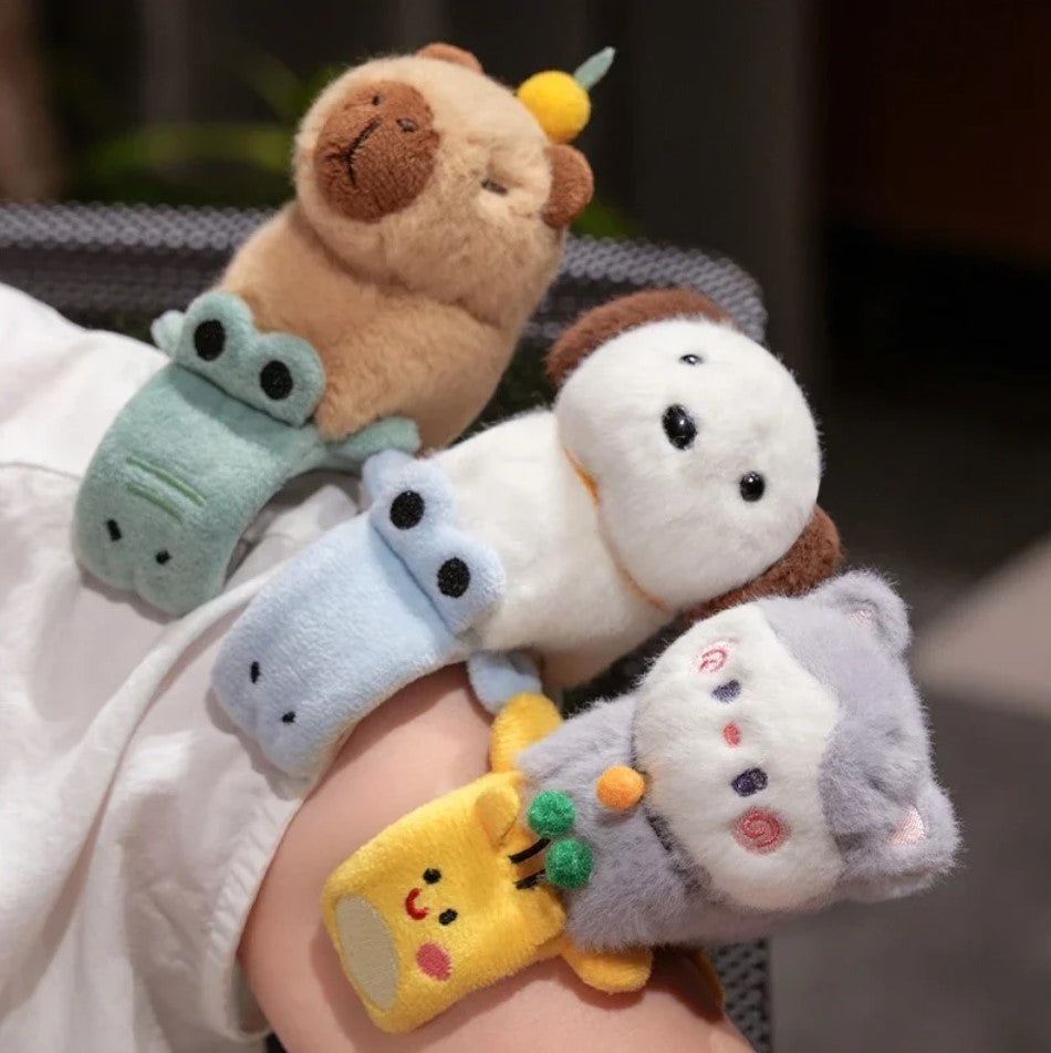 Cute Animal (Dog/Capybara/Cat) Plush Slap Band - 1pc/3pcs