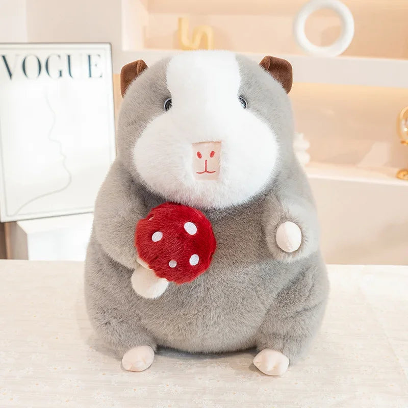 Cute Guinea Pig With Carrot/Mushroom Plush Toys 25/30/45/55cm - Grey/Brown