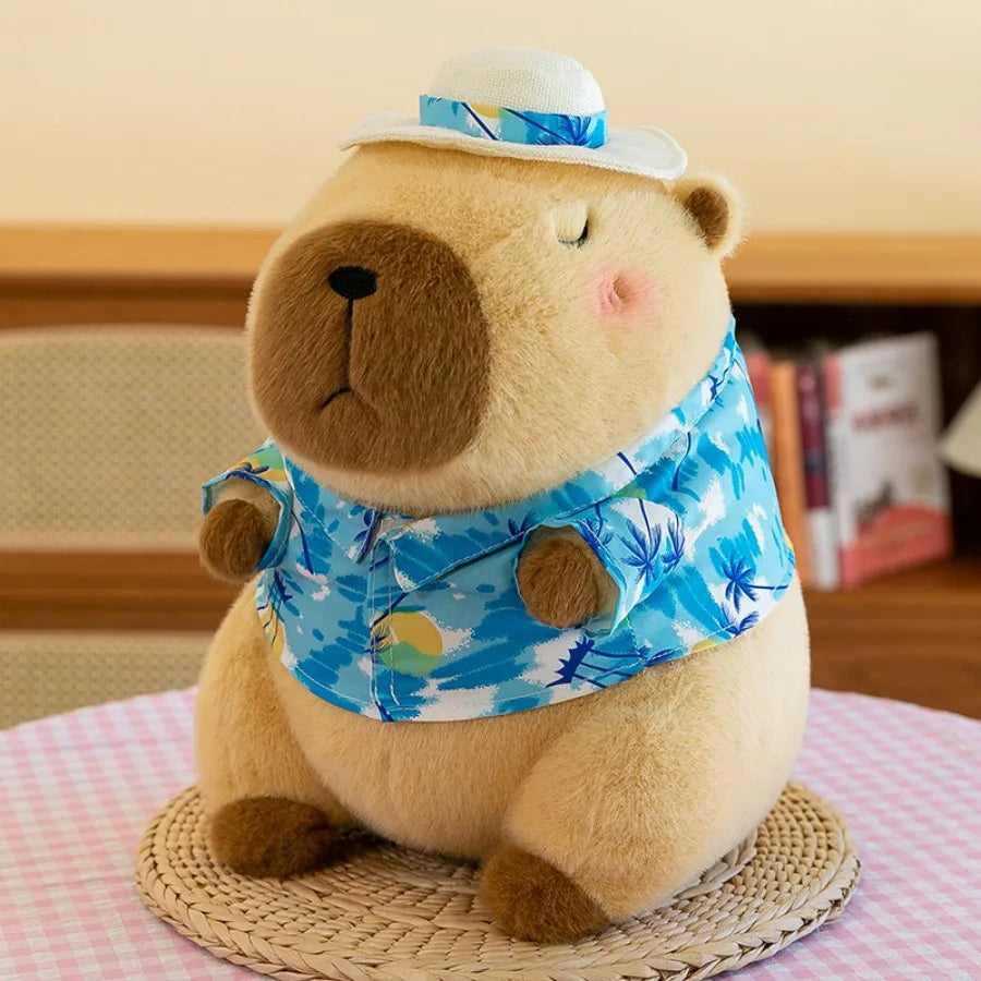 Cute Capybara With Beach Wear (Hat/Shirt/Swim Ring) Plush Toys 24cm - 3 Styles