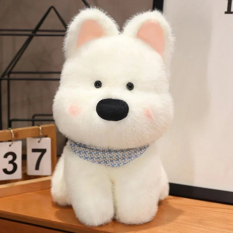 Dog (West Highland White Terrier) Plush Toys 25/35/45cm - White//Brown