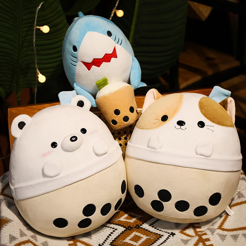 Animal (Cat/Bear/Shark) with Milk Tea Squishy Plush Toys