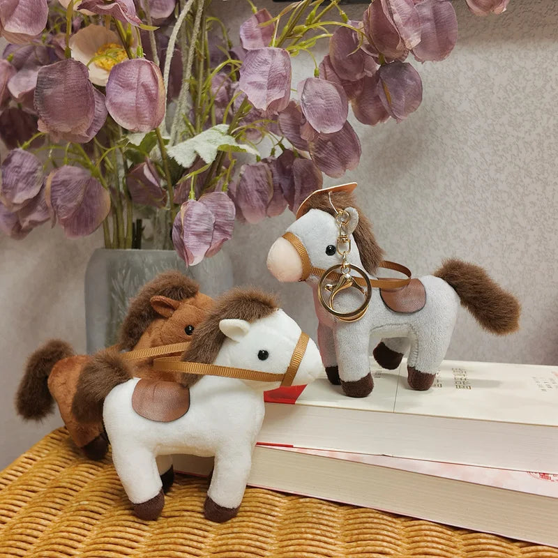 Cute Horse Plush Keychains 12cm - Grey/Brown/White