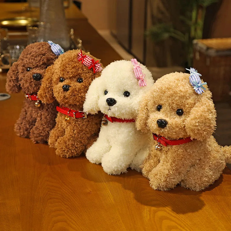 Cute Teddy Bear Dog With/Without Hair Clip Plush Toys 22/28cm (Brown/White/Khaki ) - 6 Styles
