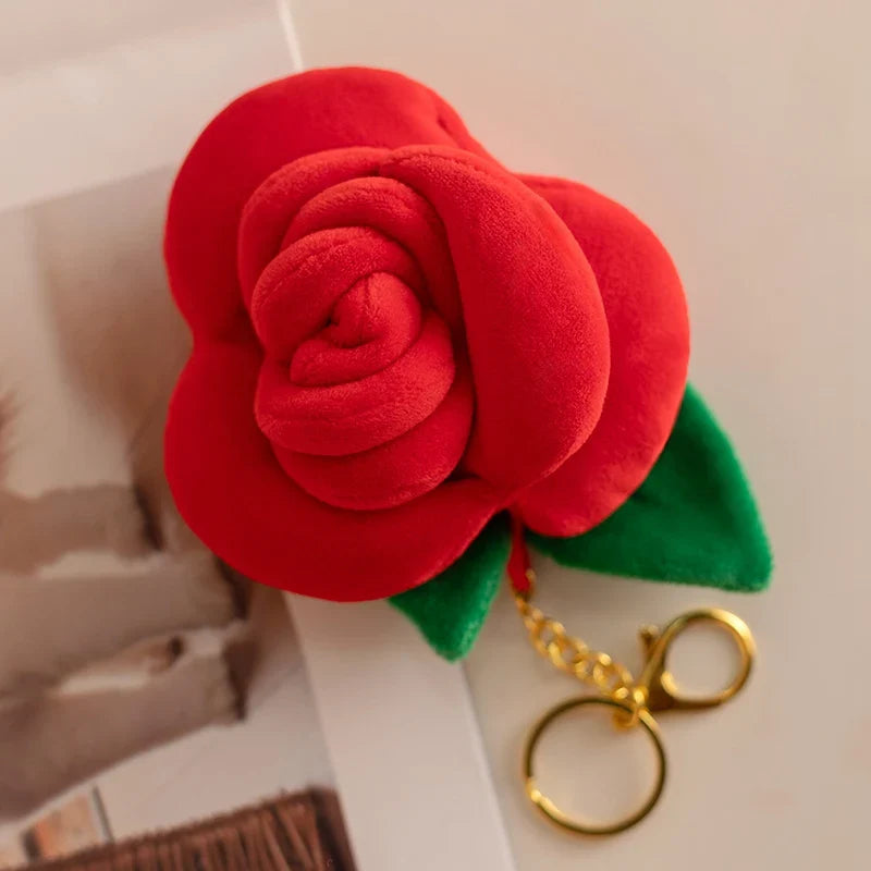 Cute Flower (Rose) Plush Keychain 8cm - Yellow/Red/Pink/Blue/Orange/Purple
