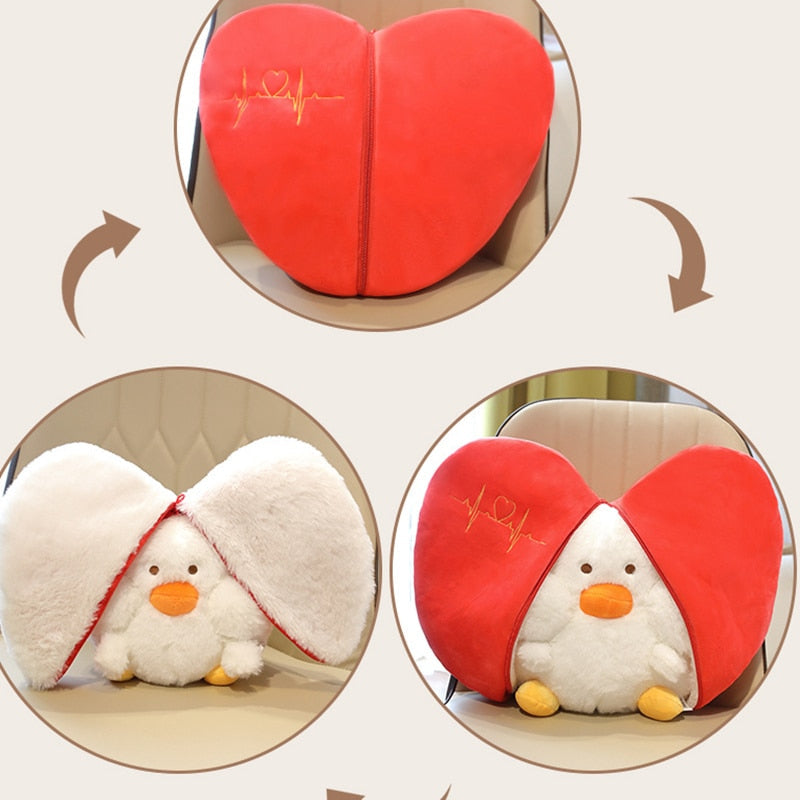 Funny Duck In Pear/Heart Bag Plush Toys 20cm/35cm